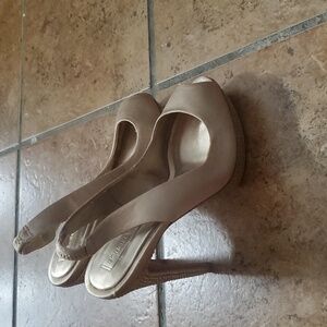 Bcbg Elegant Satin Peep-Toe Slingback Heels